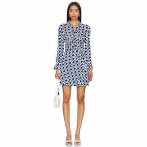 Diane Von Furstenburg Didi Dress Wrap Mini Blue Printed Womens‎ Size XXS